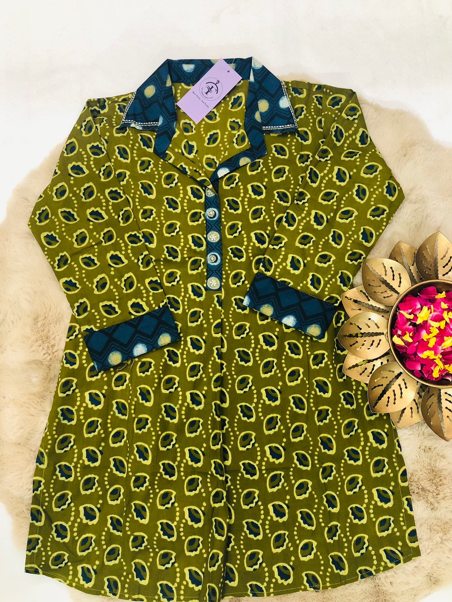 Olive Charm Short Kurti