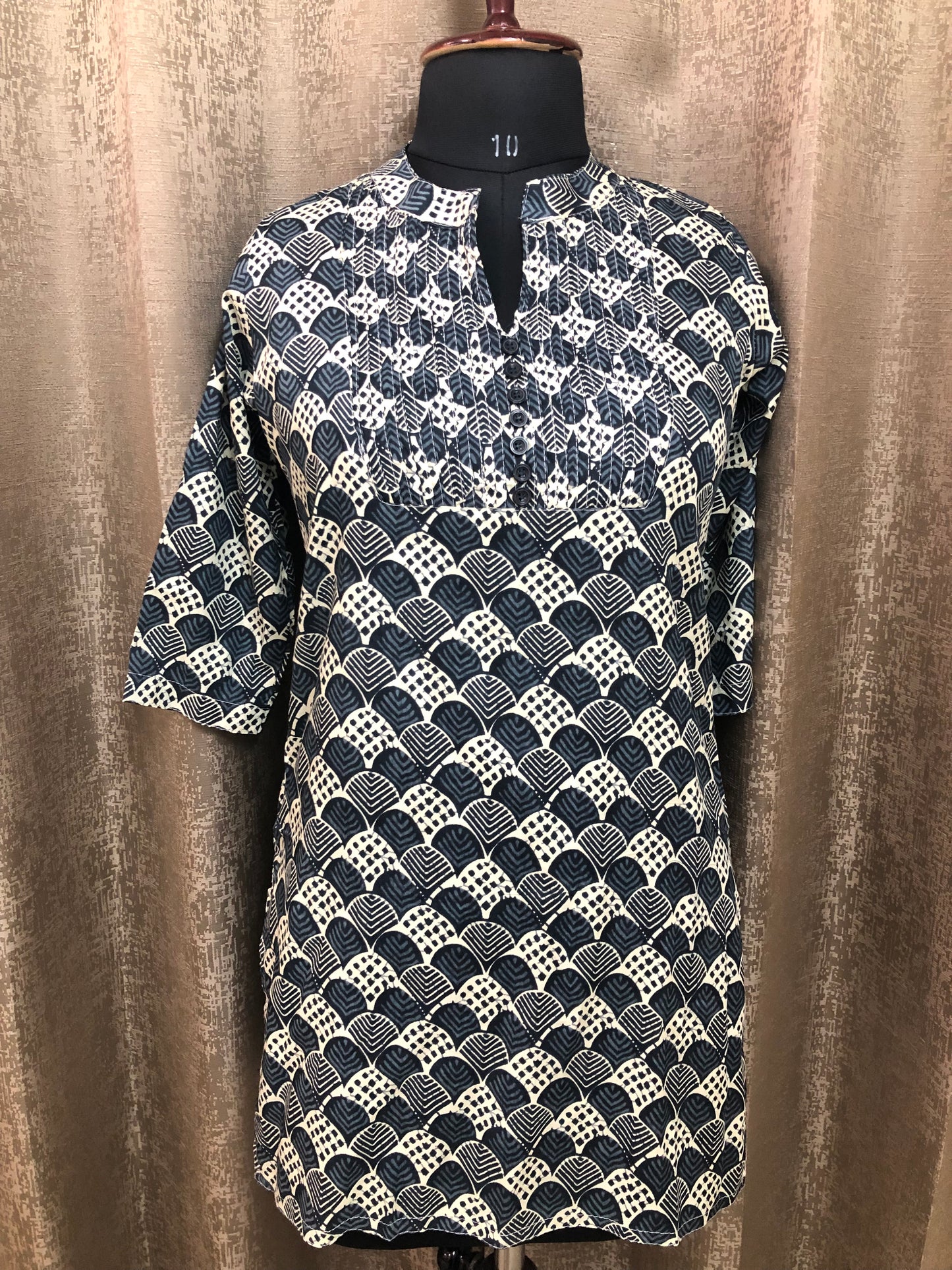 Navy Blue Printed Short Kurti