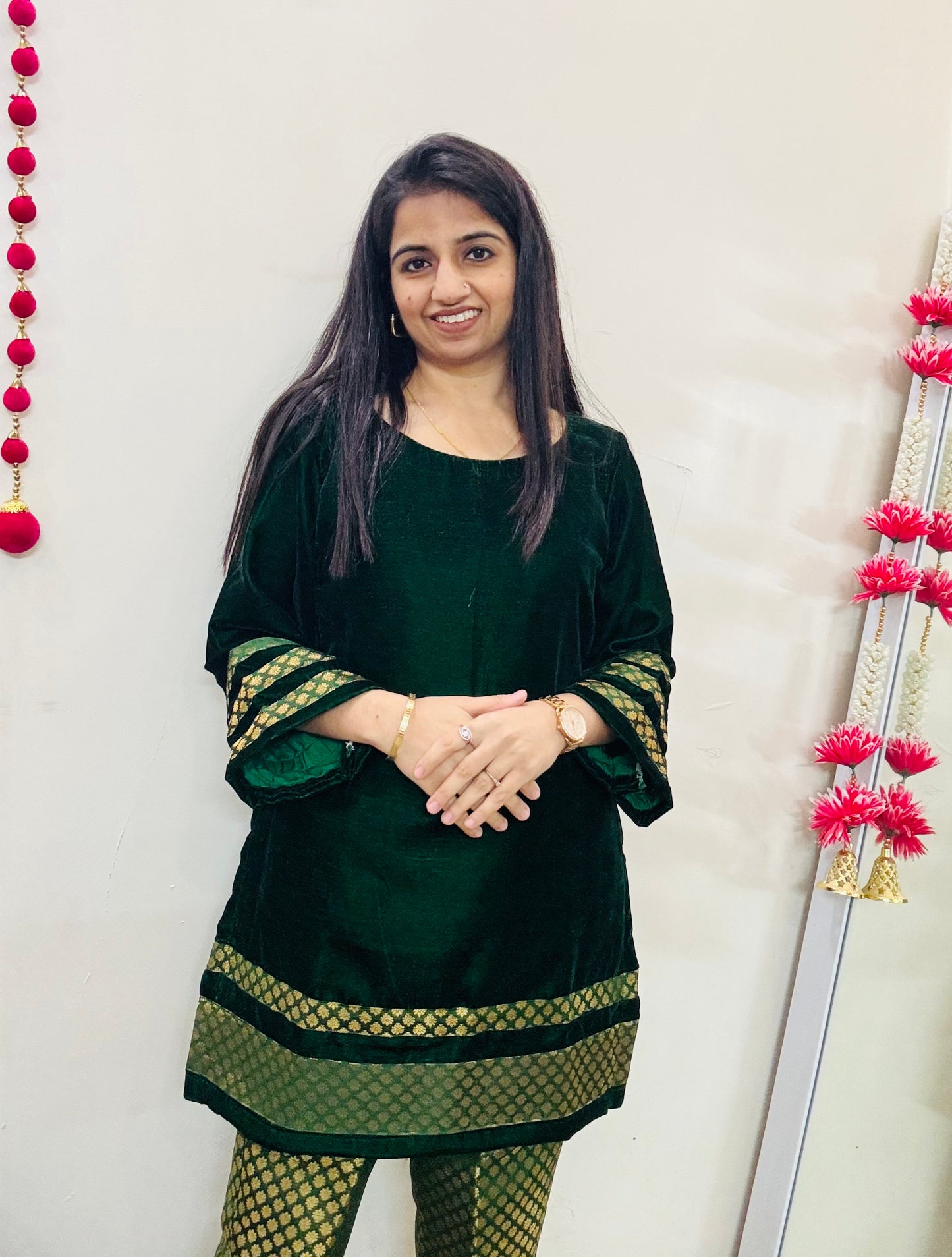 Noor-e-bottle green Co-ord Set