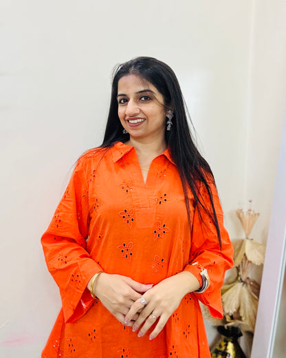 Tangerine Breeze Kurti Top