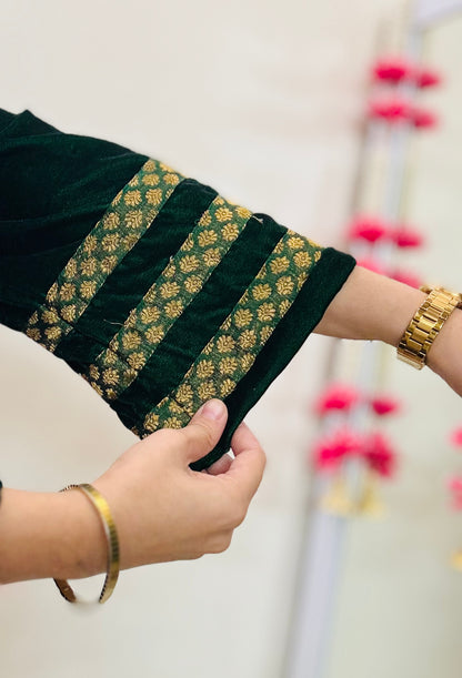 Noor-e-bottle green Co-ord Set