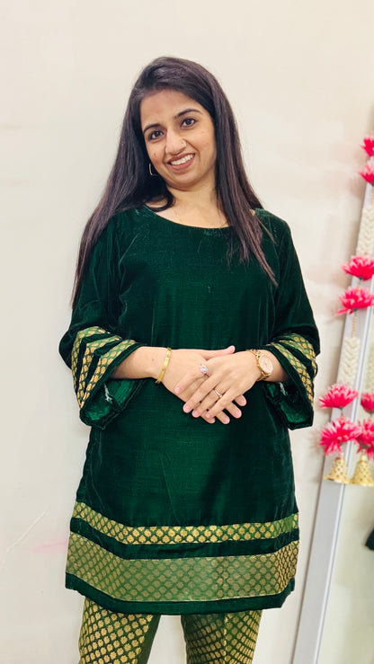 Noor-e-bottle green Co-ord Set