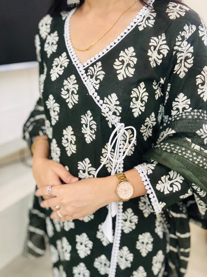 Shahi Hara Angrakha Suit Set