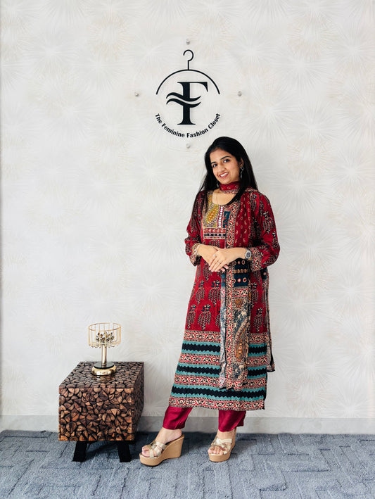 Burgundy Bloom Suit Set