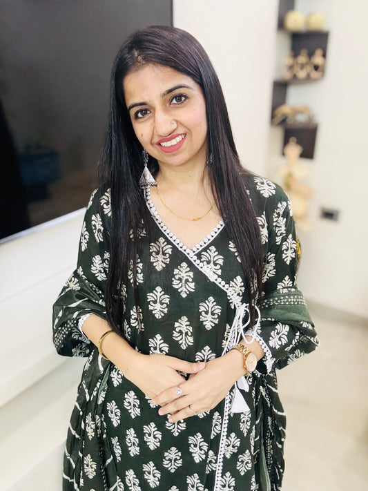 Shahi Hara Angrakha Suit Set