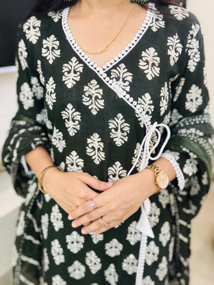 Shahi Hara Angrakha Suit Set
