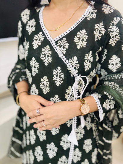 Shahi Hara Angrakha Suit Set