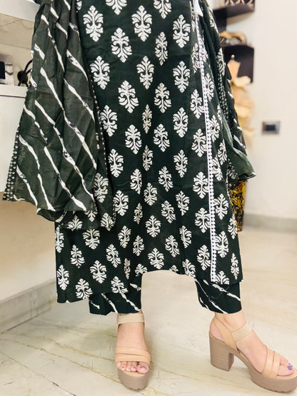 Shahi Hara Angrakha Suit Set