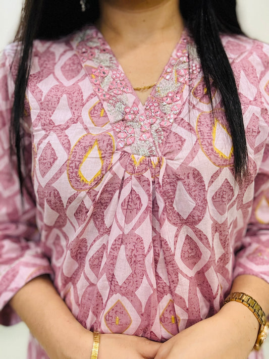 Everyday Mauve  Cotton Kurta Set