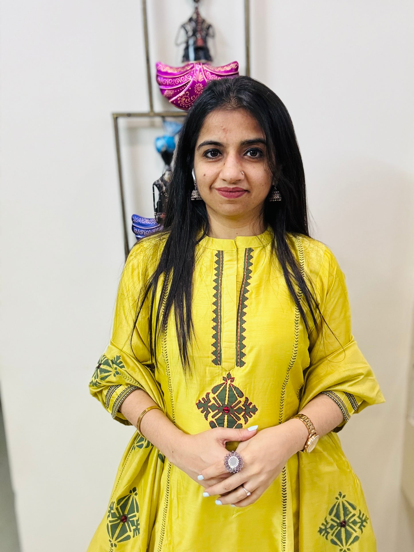 Lime Aura Anarkali Suit Set
