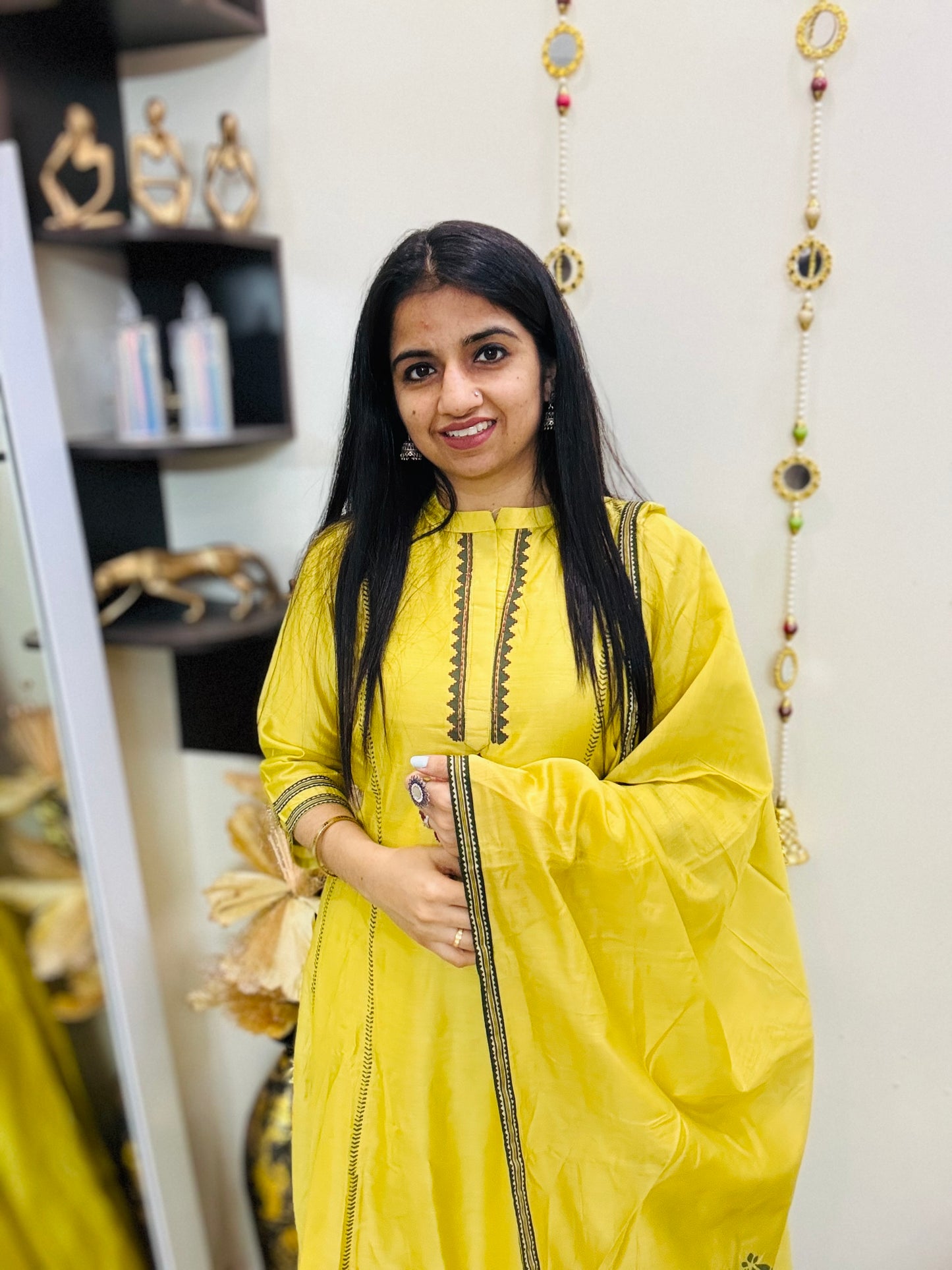 Lime Aura Anarkali Suit Set