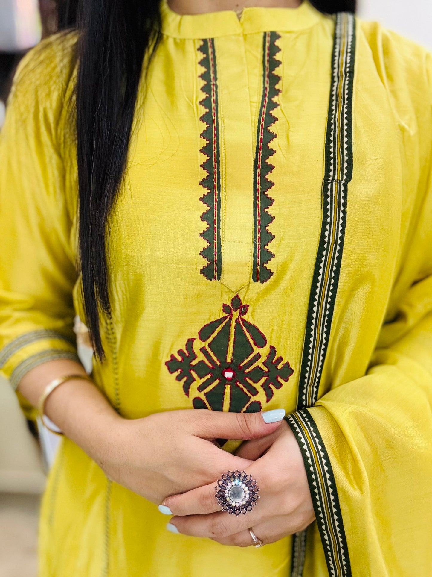 Lime Aura Anarkali Suit Set