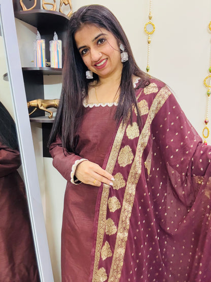 Silk Mocha Suit Set