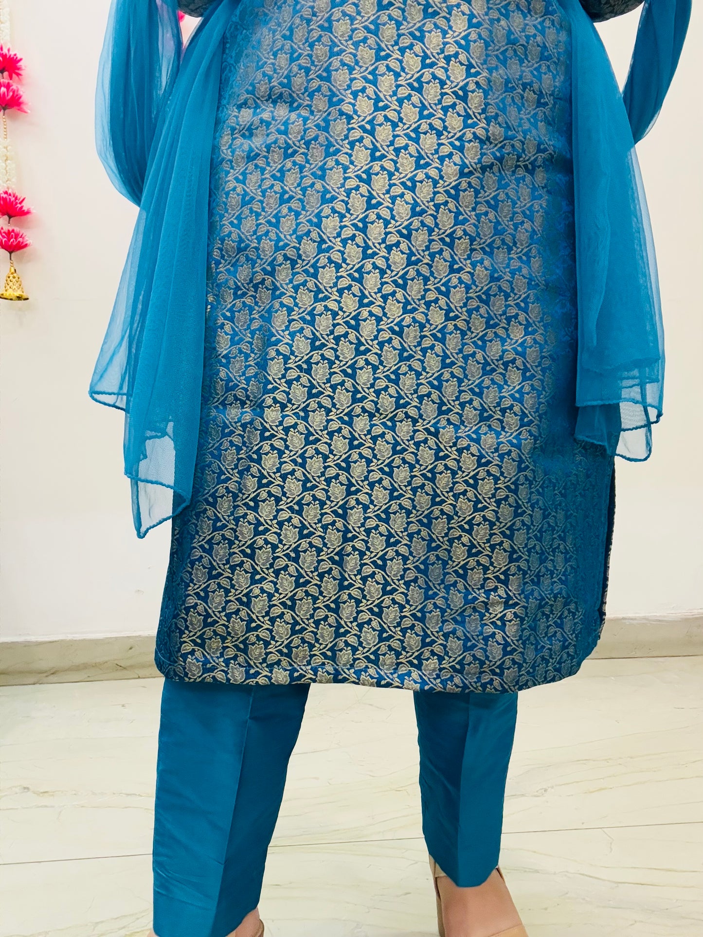 Blue Brocade Bliss Suit Set