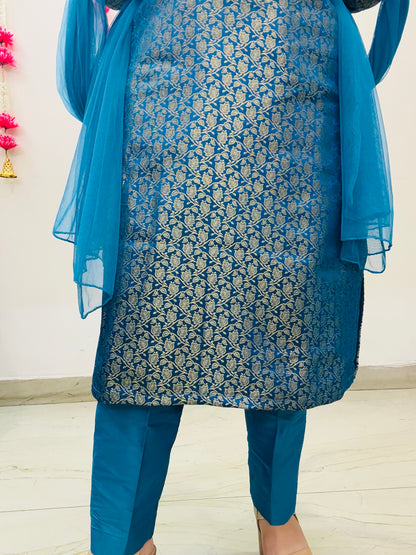 Blue Brocade Bliss Suit Set