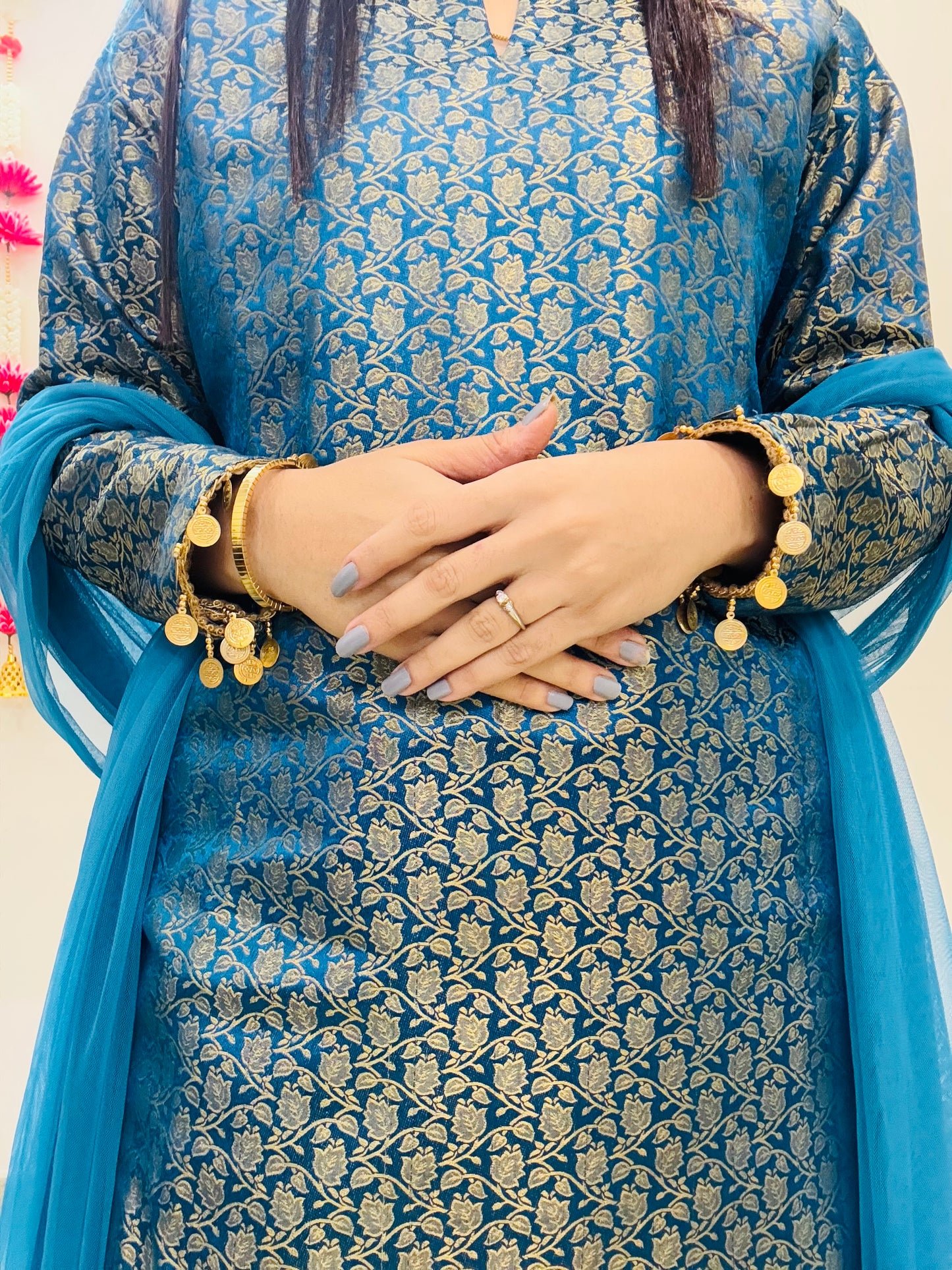 Blue Brocade Bliss Suit Set