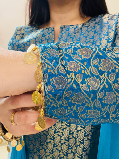 Blue Brocade Bliss Suit Set