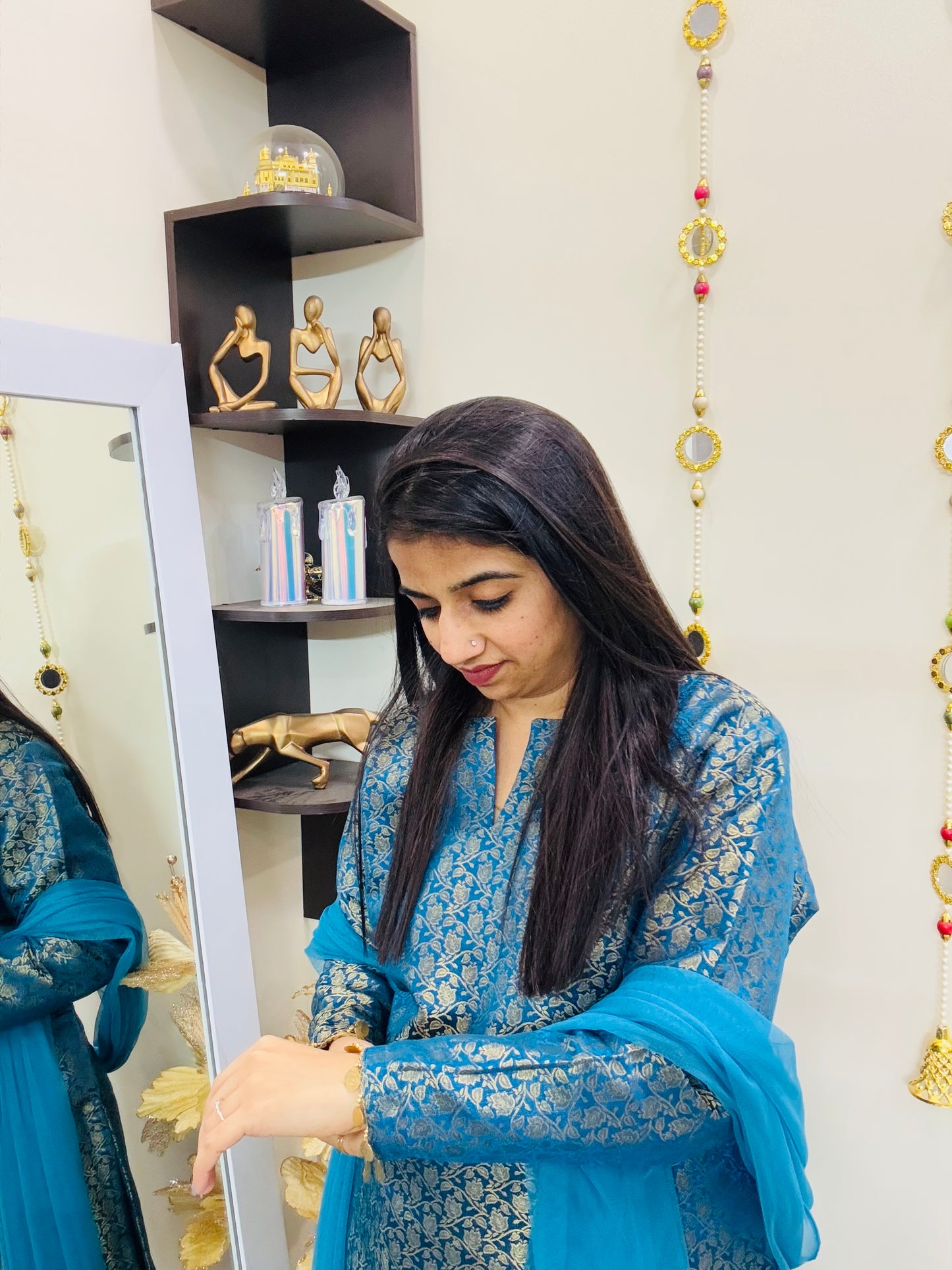 Blue Brocade Bliss Suit Set