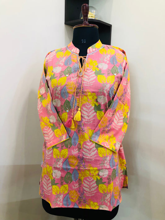 Leafy Charm Short Kurti
