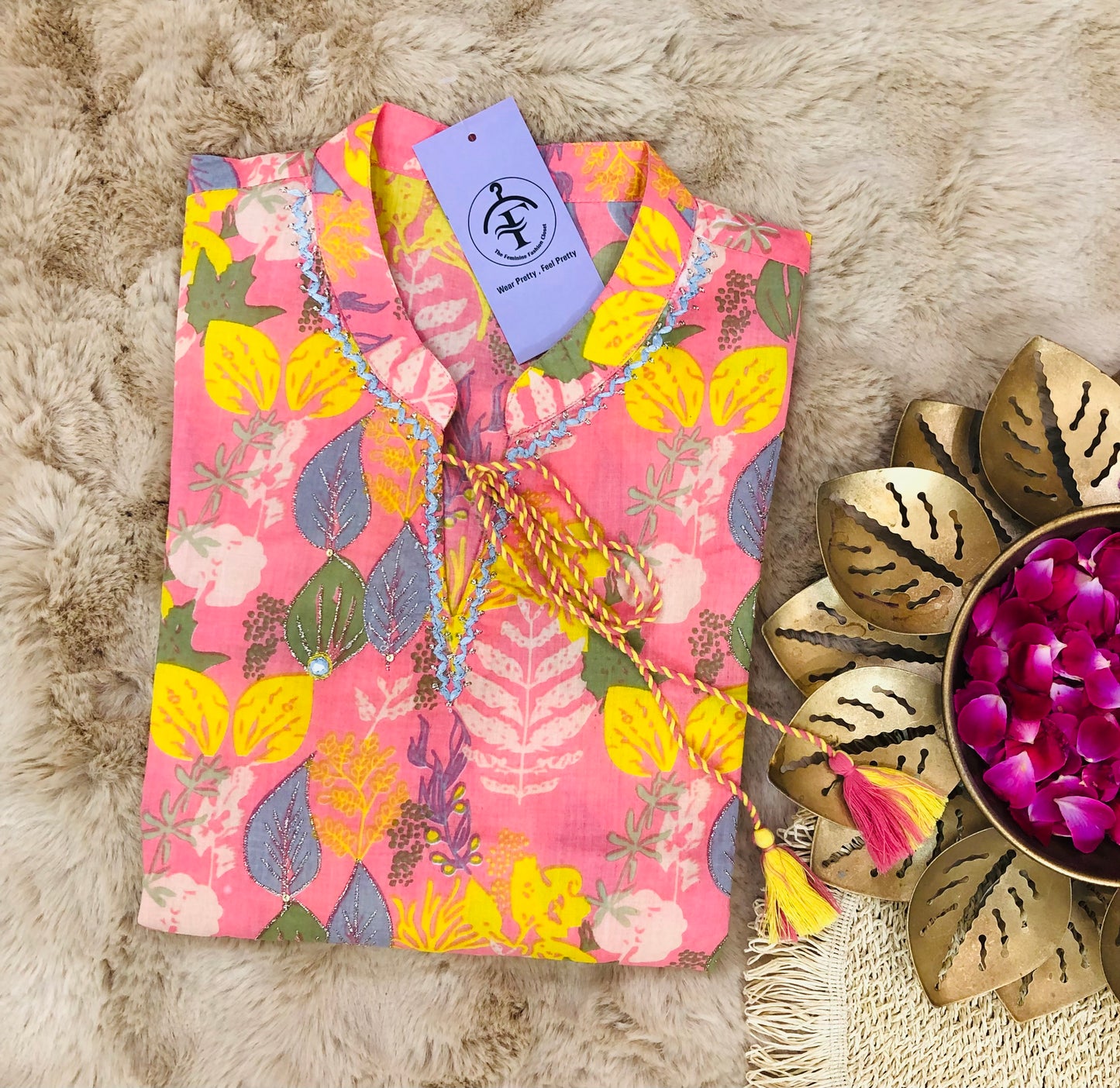 Leafy Charm Short Kurti