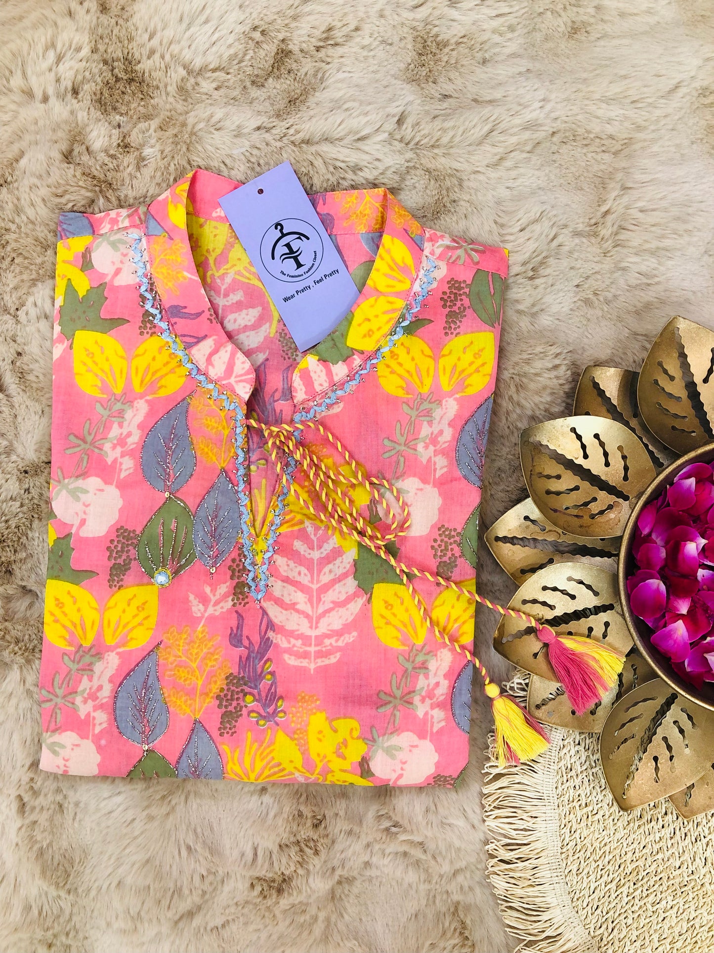 Leafy Charm Short Kurti