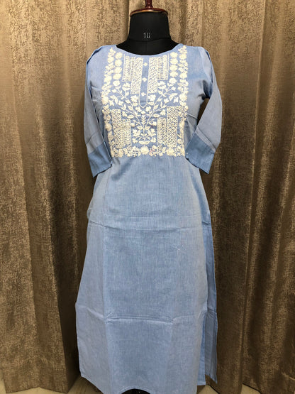 Denim Bloom Kurti