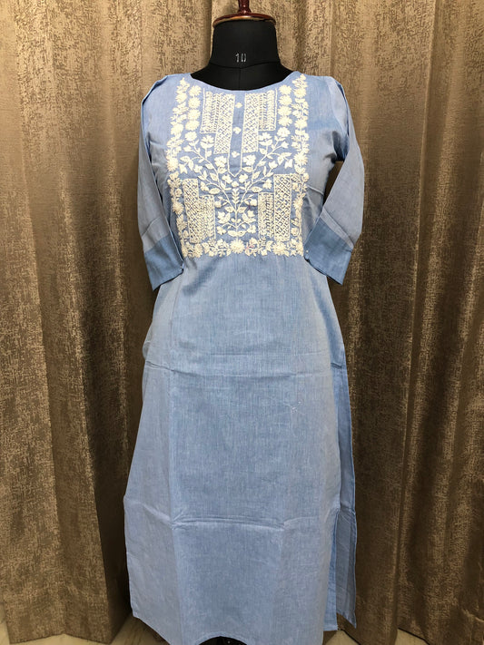 Denim Bloom Kurti